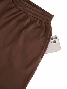 Women's Wide Leg Fleece Lined Sweatpants Winter Baggy Lounge Travel Pants Drawstring Athletic Joggers Fall Winter Spring Outfits - 咖啡棕 - 查看 8