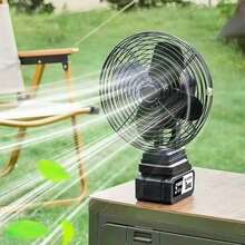 Ventilador industrial con batería de litio,recargable de 8 pulgadas con 2 baterías de Li-Ion y luces de trabajo para exteriores, 16 colores LED, color negro,La actividad al aire libre, camping, pesca se puede utilizar - Negro - Ver 3