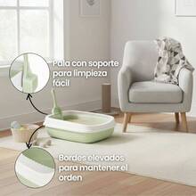 Kit Arenero Hipoalergnico Anti Olor, 3kg de y Plato Dobre - Arenero para Gatos con Aglutinante 3kg Azul - inicial - Ver 2