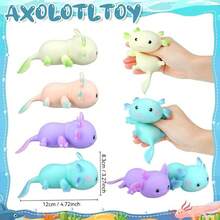 1/3/10个随机颜色墨西哥钝口螈挤压玩具，减压玩具，迷你动物玩具，可爱有趣的玩具，生日派对装饰，万圣节，圣诞节，圣诞袜填充物 - 彩色 - 查看 3