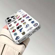 Estuche para teléfono con patrón del logotipo del equipo de hockey Compatible con estuches para teléfonos   17  16 Pro Max  15 Pro Max  13 y  12 Hecho de material de TPU que brinda protección contra golpes y caídas Un gran regalo para familiares, amigos, seres queridos, novios, novias y para Navidad - Plateado - Ver 7