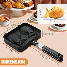 Forma Waffle En Forma De Taiyaki Pescado Molde Antiadherente, Taiyaki Pan, Molde Antiadherente Para Tartas Con Forma De Pescado De Doble Cara, Bandeja Para Hornear El Hogar Bricolaje Cocina Fiesta Postre - Negro - Ver 4