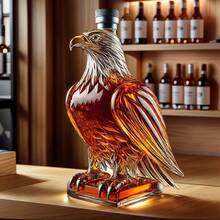 1pc Hand-Blown Eagle-Shaped Glass Liquor Bottle, High Borosilicate Material, Yellow Painted Accents On Eagle's Beak And Claws, Vivid Details. Black Cap Seal, Wine Storage Function, Suitable For Packaging - 無色 - 查看 1