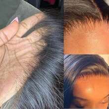 VIOLLY 180%密度 13x4 大面积透明蕾丝前额编织真人发混纺假发 黑色直发巴西原生发假发 可自由造型 预先拔除婴儿发并预先漂白 适合佩戴 - 1B# - 查看 3