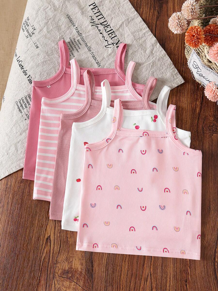 Baby Girls' Sleeveless Camisole Top, Sweet & Cute, Suitable For Daily & Outdoor Wear - Multicolor - View 1