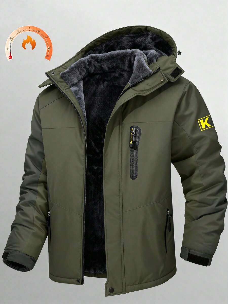 Keevoom Men's Waterproof Ski Jacket Winter Warm Snow Coat Windproof Mountain Raincoat Snowboarding Hooded Jackets For Mens - 軍綠色 - 查看 1