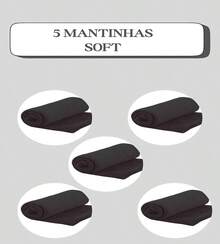 Set Of 5 Pet Blankets 80cm X 100cm Comfortable With Hemmed Finish - 黑色 - 查看 6