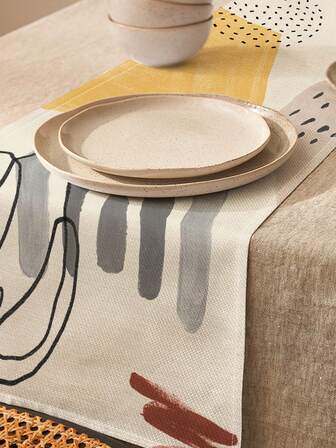 1pc Geometric Pattern Table Runner/Placemat, Suitable For Holidays, Parties, Birthdays, Dinners, Kitchen & Dining Room Table Decor, All Season Home & Living Decor