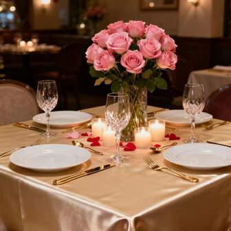 1pc Champagne Satin Tablecloth, 9ft Rectangle, Smooth & Soft Fabric, Suitable For Weddings, Parties, Banquets, Gatherings, Outdoor, Valentine's Day