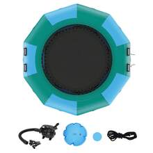Saltador de agua inflable, trampolín de agua recreativo de 10 pies, plataforma de natación de rebote portátil con escalera de 3 escalones y bomba de aire eléctrica, reboteador flotante para niños adultos para piscina, lago, deportes acuáticos - Azul y verde - Ver 8