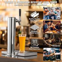 Kit de torre de barril , kit de conversión de cerveza de un solo grifo, dispensador de torre de cerveza de barril de acero inoxidable con regulador CGA320 de doble calibre y acoplador de barril D-System, bandeja de goteo de cerveza para fiestas en casa - solo grifo - Ver 5