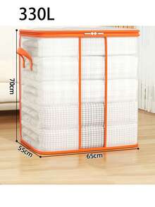1pc Transparent Mesh Quilt Storage Bag, Large Capacity Transparent Quilt Storage Bag, Reinforced Handles, Suitable For Clothes, Bedding, Moving, And Cargo Storage; Waterproof Material; Beautifies Wardrobe; Large Capacity Foldable Household Packing Bag; Clothes Storage, Bedroom Essentials, Travel Essentials Garment Bag Waterproof Bag Storage Bags Clothes Organizer Clothes Bag Packing Cubes Travel Organizer