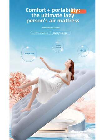 Ultimate Sleep Solution: 2-In-1 Self-Inflating Air Mattress, 90s Quick Setup For Camping & Guest Bed. Thickened Portable Foldable Single/Double Bed With Carry Bag.