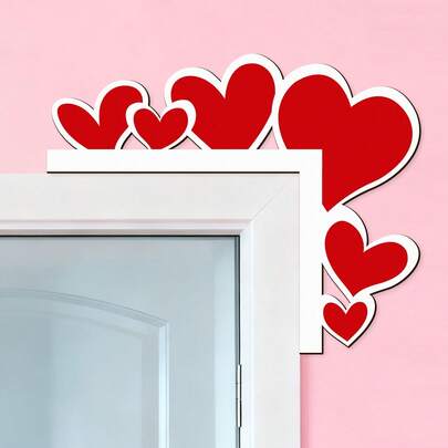 1件装木质心形门框装饰，层叠心形设计，木质心形壁挂，适用于卧室、浴室、家庭办公室装饰