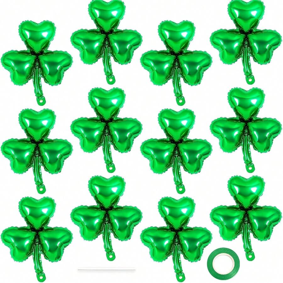 5pcs St. Patrick's Day Foil Balloons, Clover Foil Balloons, Lucky Irish Balloons For Shower, Wedding, Birthday, St. Patrick's Day Party Decoration - Multicolor - View 1