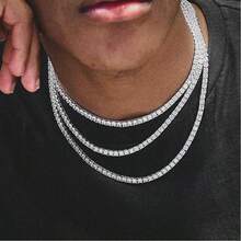 MDFUN 3mm Delicate Tennis Necklace, 18K White Gold Plated, Cubic Zirconia Inlaid, Versatile Tennis Chain For Men And Women - 3mm White - View 7