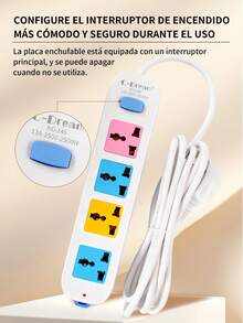 2 Piezas Extensión Eléctrica Uso Rudo Reforzada,Regleta multicontactos electricos con 4 salidas, Regleta Multicontacto, Protector de Sobretensión, Puerta de para niños, Cable de Extensión,110V-220V, un enchufe de pared, fácil de transportar, adecuado para uso doméstico, oficina y viajes. - 2 piezas - Ver 4