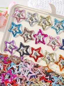 30pcs/Set Girls' Gold & Silver Glitter Star/Pentagram Random Style Cute Simple Barrettes Hair Clips For Bangs, Suitable For Daily Use - Multicolor - View 5