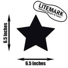 LiteMark Durable Gloss Finish Black 6.5 Inch Star Decal Stickers, For Floors, Ceilings, Walls, Laptops, And Smooth Surfaces, (Pack Of 8 Stars),6.5Inch(8Pcs),Black - màu đen - Xem 3