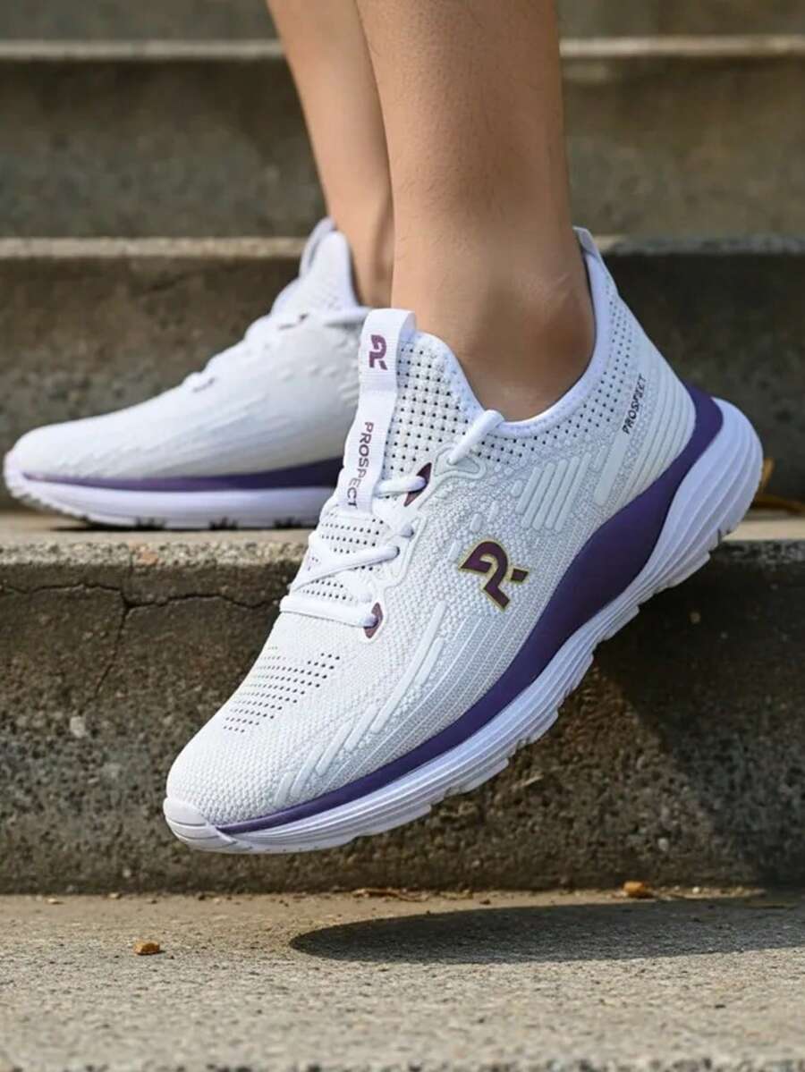Women's Casual Orthopedic Running Shoes For Gym, Training, And Walking - White/Purple - View 1