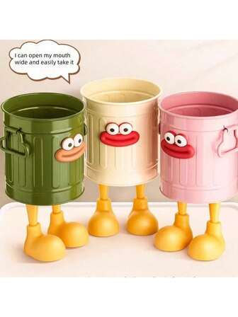 1个可爱卡通笔筒，办公用品收纳盒（非金属），桌面整理盒，学习或居家理想礼物，铅笔盒，文具袋，背包，学习用品，返校必备（随机贴纸和嘴部颜色）