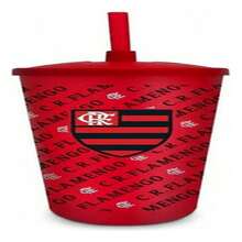 Copo Clube De Regatas Flamengo Com Canudo Infantil Oficial - Vermelho - Visão 2