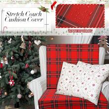 Newwiee 8Pcs Patio Cushion Covers Stretch Outdoor Cushion Cover Replacement For Patio Furniture Sofa Couch Slipcovers, Soft Flexibility Washable Furniture Protector (Waterproof Pure,Red, Black),One-Size,RedBlack - 紅黑 - 查看 5