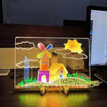لوحة مذكرات LED، لوحة قابلة للمسح الجاف من الأكريليك مع أضواء، لوحة رسم وكتابة LED، لوحة معلومات مضاءة مع 7 أقلام تحديد، لوحة ملاحظات قابلة للمسح مضاءة مع حامل، بموضوع هالوين وعيد الميلاد (لون قماش عشوائي) - متعدد الألوان - مشاهدة 4