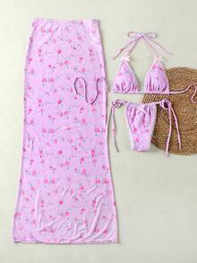 Lady Pink Strappy Fashion Elegant Bikini Sweet & Spicy Sexy Three Pieces Swimsuit Set Beach Summer Spring 2026,Birthday Outfits For Women,Gym Wear Women,Elegant Dress Women,Elegant Dress Women,Vacation Outfits Women,Going Out Top - Multicolor - View 3