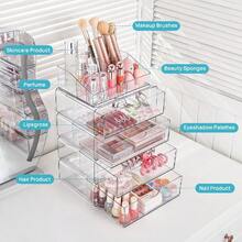 3-Tier Clear Makeup Organizer With Drawers, Cosmetic Storage Display For Dresser, Countertop, And Bathroom Vanity - Beauty Holder For Lipsticks, Brushes, And Skincare,Travel Essential,Travel,Valentine's Day,Room Decor,Purse Essentials,Makeup Bags For Women,Purse Essential Items,Cruise Essential,Designer Handbags,Basics,Vanity Essentials,Room,Cute Makeup Bag - Clear - View 8