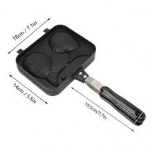 Máquina para Hacer Pasteles en Forma de Antiadherente Taiyaki, Molde Doble para Hornear Gofres con Mango Antiescaldado y Soporte Fijo para Postres Perfectos - Negro - Ver 2