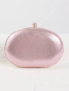 Sparkling Luxurious Rhinestone Decor Handbag, Small Clutch Purse, Elegant For Evening Gown, Wedding, Party, With Metal Chain, Fashionable Lady Handbag, Bridal Purse, Perfectly Matching With Prom Accessories, Prom Bag For Party, Clutch Bag For Wedding - 粉色 - 查看 4