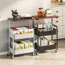 Heavy-Duty Multi-Color Tabletop Cart - Rolling Storage Organizer For Kitchen/Office/Home - màu đen - Xem 7