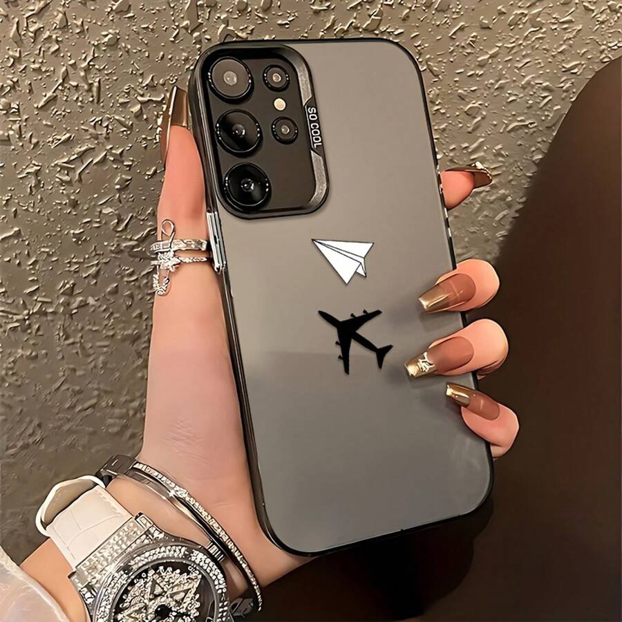 Funda de teléfono con graffiti de avión y sombra para 25 S24 S23 S22 S21 S20 FE Ultra Plus 4G 5G, cubierta trasera mate anti-caída - Colores mixtos - Ver 1