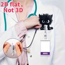 2D 平面可爱猫咪手捧茶杯亚克力证件夹 - 2D 平面设计，PMMA 材质，适用于身份证、医生证明、注册护士证明等。