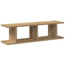 Juego de 2 estantes de pared vidaXL, roble artesanal - madera de ingeniería, 75x18x20 cm - Marrón - Ver 9