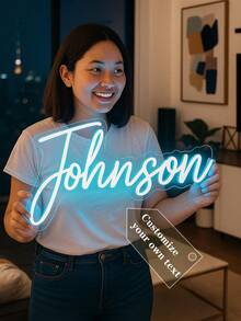 Customized Neon Name Sign, Wedding Decor, Neon Name Light, Kids LED Neon Light, Personalized Gift, Bedroom Decor, Home Decor USB LED Lamp, Birthday Gift, Nursery Sign, Nursery Letters, Kids Room Decor, Unique Ideal Gift For Men Or Women, Children's Day, Father's Day, Graduation, Wedding, Housewarming, Living Room, Bedroom, Office, Tea Room, Home, Bathroom - Multicolor - View 3