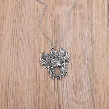 Vintage Gothic Style Wing & Evil Eye Fashion Pendant Necklace, Personalized Minimalist Women Chain Necklace, Party Gift - Silver - View 5