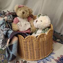 大容量编织收纳篮，藤编风格，适用于家居桌面、橱柜、客厅等，装饰性波西米亚风藤编外观，可用于卧室、衣橱、浴室、婴儿房、玄关等，多功能可折叠玩具收纳箱，可替代洗衣篮，透气海草纹理外观，节日家居装饰礼品，适合季节性收纳，包装精美，节省空间，配有方便提手，多功能置物架和台面整理方案 - 棕色 - 查看 4