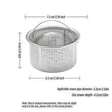 304不锈钢厨房水槽滤篮，蔬菜清洗盆沥水篮，防止堵塞 - 銀色 - 查看 3