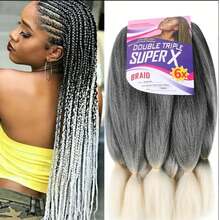 24 Polegadas 6 peças/Pacote Extensões de Cabelo Trançado Sintético Soft Yaki Pré-Esticado, Tranças de Crochê Sintéticas Profissionais Adequadas para Todas as Mulheres - Multicolorido - Visão 16