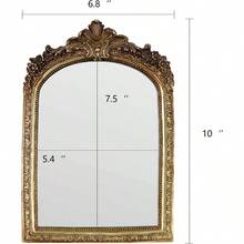 HAWTSmall Decorative Arched Mirror Vintage Gold Resin Frame 6.8 X 10 Inches Wall Or Tabletop Vintage Gold 6.8 X 10 Inches - 復古金 - 查看 3