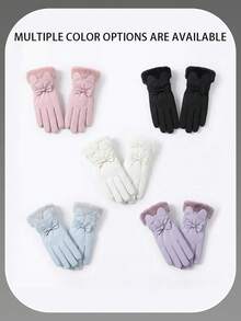 Rabbit Ear Decor Ski Gloves, Thick Warm Touchscreen Winter Ski Gloves, Suitable For Winter Sports Such As Skiing, Cycling, Hiking, Trekking - Multicolor - View 10