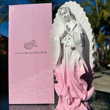 Statue Of The Virgin Mary - Religious Decorations - White and Pink - View 1