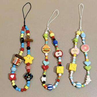 Cordón con colgante de cuentas con encanto de dopamina, correa para cámara/teléfono de cuentas hechas a mano de colores