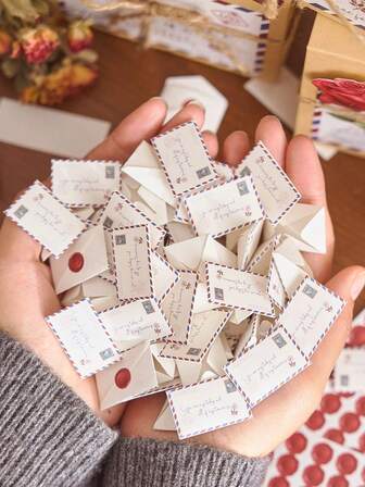 迷你信封套装，贺卡，玫瑰花形状卡片，非常适合书写留言，情人节礼物，适合节日派对和主题活动、约会、求婚、周年纪念日。