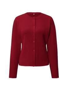 Áo khoác cardigan dài tay cài cúc màu nâu Live To Mo, phong cách Y2K thường ngày. Thích hợp cho ngày Valentine, đi chơi và mặc hàng ngày. - Đỏ - Xem 3