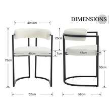 Chairus Dining Chairs Set Of 2 Faux Fur Kitchen Chairs With Metal Frame Modern Side Armchairs For Dining Room - White - View 3
