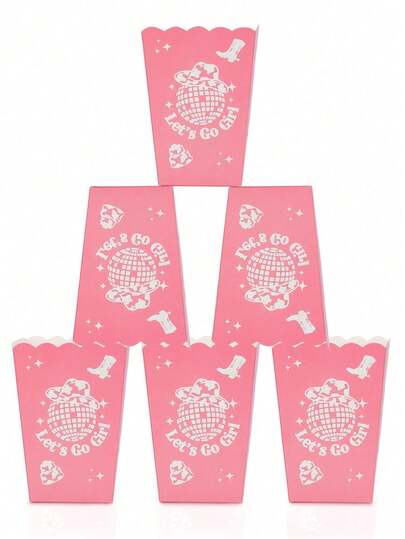 10个/20个/50个粉色银色迪斯科西部牛仔主题爆米花盒，迪斯科牛仔生日派对装饰，西部糖果盒，派对礼品袋，西部主题婴儿派对生日派对用品