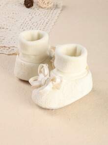 Infant Soft Sole Warm Lined Shoes For Infant Girls 0-1 Years Old, 3-6 Months, Solid Color, Autumn/Winter